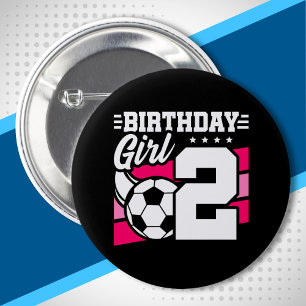 Bóton Redondo 5.08cm Aniversário do Futebol - Rapariga de 2 anos - segu