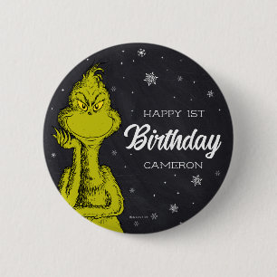 Bóton Redondo 5.08cm Aniversário do Grinch no Quadro Negro