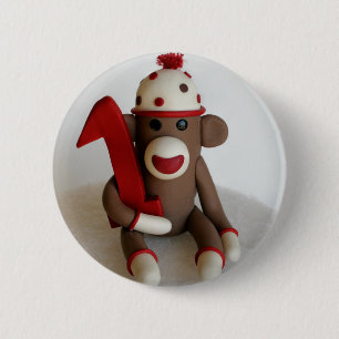 Bóton Redondo 5.08cm Aniversário do macaco da peúga primeiro