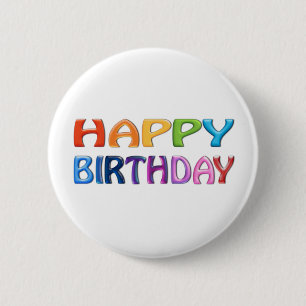 Bóton Redondo 5.08cm ANIVERSÁRIO FELIZ - Presente Colorido Feliz em 3D