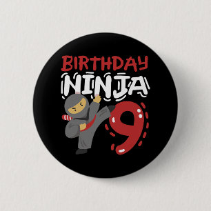 Bóton Redondo 5.08cm Aniversário Ninja 9 Anos Idade Crianças de Karate