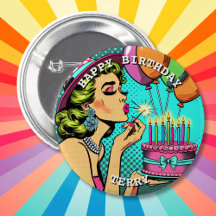 Aniversário Personalizado da Pop Pinup Mulher Pers