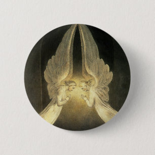 Bóton Redondo 5.08cm Anjos de Vintage rezando sobre o Cristo de Jesus n