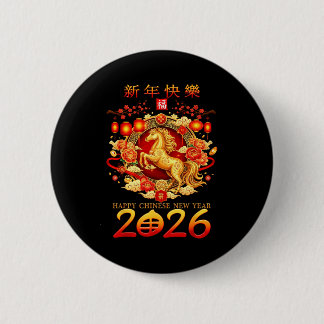 Bóton Redondo 5.08cm Ano do Cavalo 2026 Decoração Ano Novo Chinês