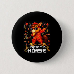 Bóton Redondo 5.08cm Ano Do Cavalo Dabbing Cavalo Lunar Ano Novo Chinês