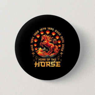 Bóton Redondo 5.08cm Ano do Cavalo de Fogo Ano Novo Chinês 2026 Decoraç