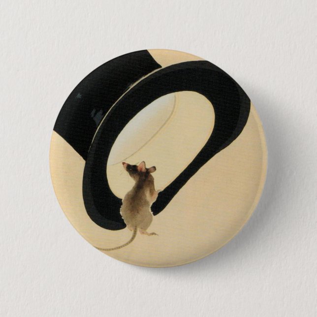 Bóton Redondo 5.08cm Ano Rato 2020 Botão de Aniversário Zodiac Chinês (Frente)