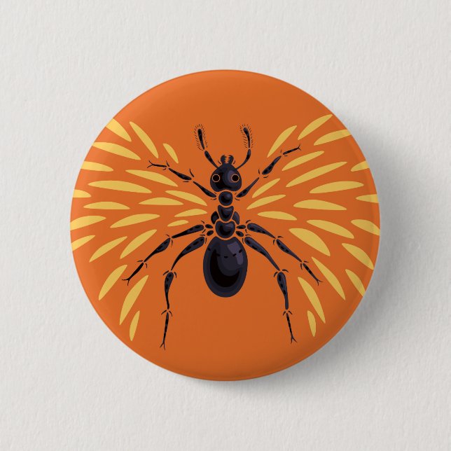 Bóton Redondo 5.08cm Ant Art Insect Lover Fiery Orange Entomology (Frente)