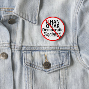 Bóton Redondo 5.08cm Anti-Ilhan Omar Socialista Democrata EDITAR Nome