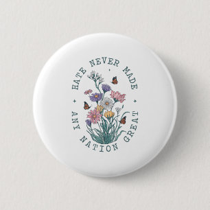 Bóton Redondo 5.08cm Anti Trump Floral Borboletas Democrata Presidente