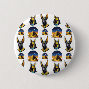 Bóton Redondo 5.08cm Antiga Pirâmide do Egito, Anubis - Design