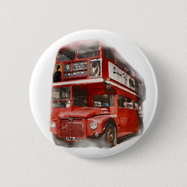 Bóton Redondo 5.08cm Antigo Red London Bus (Frente)