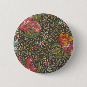 Bóton Redondo 5.08cm Antiquado Toile de Jouy 1800s Floral Branches