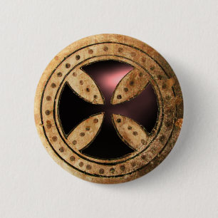 Bóton Redondo 5.08cm ANTIQUE TEMPLAR CROSS Black Onyx Gem