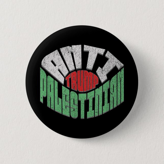 Bóton Redondo 5.08cm Antitrump Palestino-Americano  (Frente)