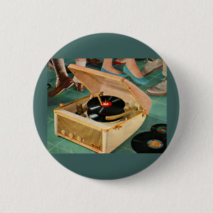 Bóton Redondo 5.08cm Anúncio do reprodutor de discos portáteis dos an