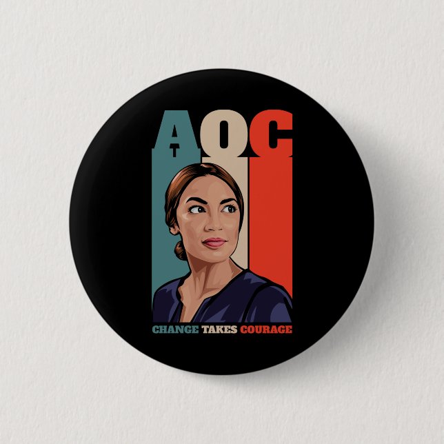 Bóton Redondo 5.08cm Aoc Alexandria Ocasio-cortez Primeiro Presidente F (Frente)