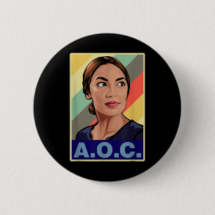 Bóton Redondo 5.08cm Aoc Alexandria Ocasio-cortez Primeiro Presidente F