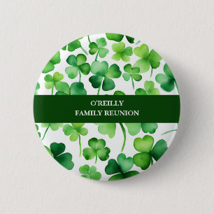 Bóton Redondo 5.08cm Apelido Irlandês Watercolor Shamrock
