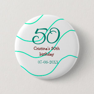 Bóton Redondo 5.08cm Apelido vermelho verde para aniversário de 50 anos