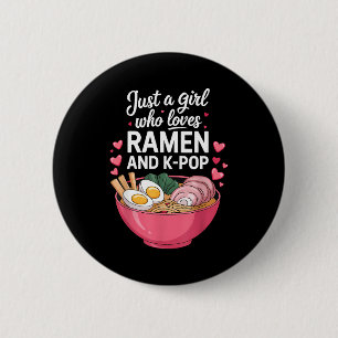 Bóton Redondo 5.08cm Apenas Uma Garota Que Ama Ramen E K-p Girl Kp K P
