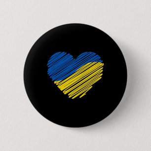 Bóton Redondo 5.08cm Apoie a Ucrânia Coração Bandeira da Ucrânia 