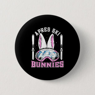 Bóton Redondo 5.08cm Apres-ski Bunnies Snow Bunny Skiers Mulheres Esqui
