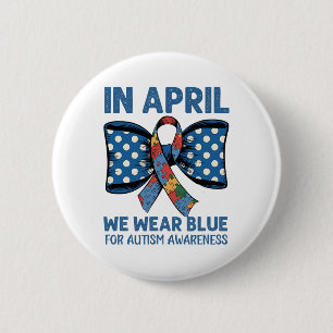 Bóton Redondo 5.08cm April Blue Outfit Para Sensibilizar O Autismo E Su