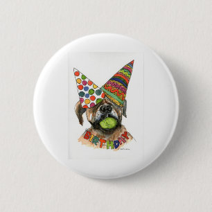 Bóton Redondo 5.08cm aquarela de Boxer + chapéus de festa, tênis