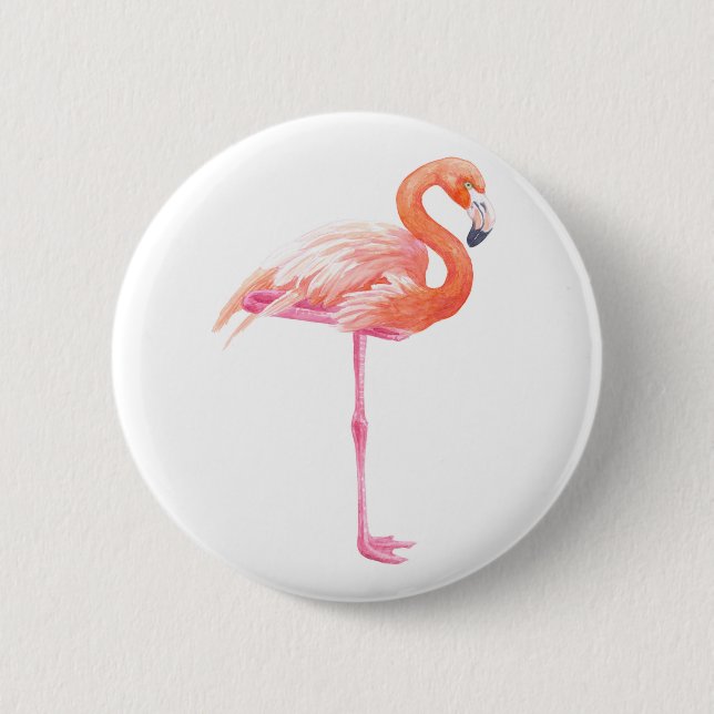 Bóton Redondo 5.08cm Aquarela Flamingo (Frente)