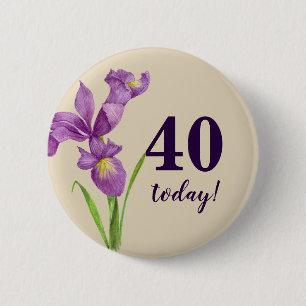 Bóton Redondo 5.08cm Aquarela Púrpura Íris Arte Botânica