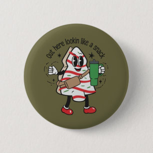 Bóton Redondo 5.08cm Aqui Parecendo Um Lanche Bolo de Natal em Formato 
