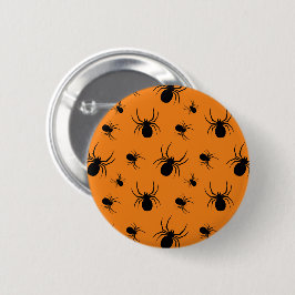 Bóton Redondo 5.08cm Aranha padrão de Halloween Preto e Laranja