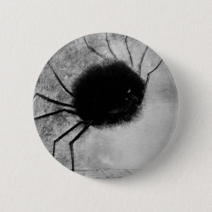 Bóton Redondo 5.08cm Aranha Sorridente por Odilon Redon, Halloween Vint