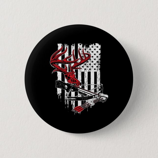 Bóton Redondo 5.08cm Arco Americano de Bandeiras Caçando Crânios de Vea (Frente)