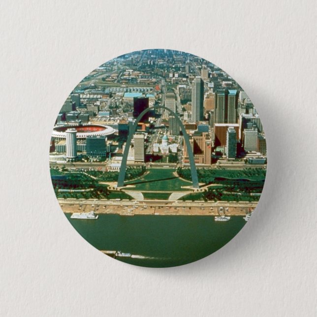Bóton Redondo 5.08cm Arco e skyline de St Louis (Frente)