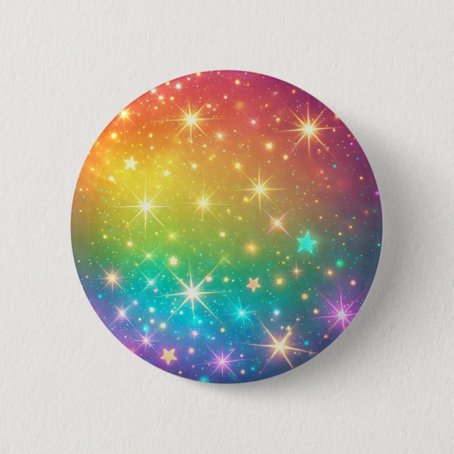 Bóton Redondo 5.08cm Arco-íris colorido estrela espaço (Frente)
