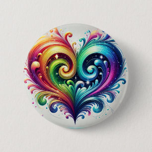 Bóton Redondo 5.08cm Arco-Íris Coração Invertendo Cores Brilhantes