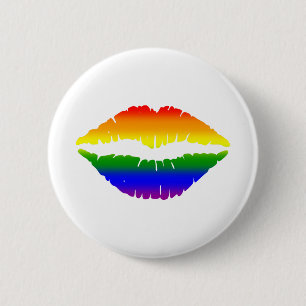 Bóton Redondo 5.08cm Arco-íris dos lábios do beijo de LGBTQ