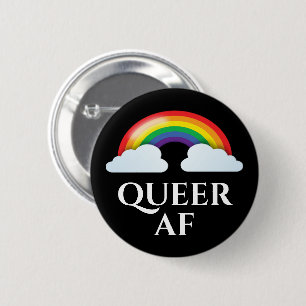 Bóton Redondo 5.08cm Arco-íris e nuvens "Queer AF"