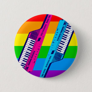 Bóton Redondo 5.08cm Arco-íris retro de Keytar do anos 80 do tigre de