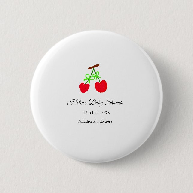 Bóton Redondo 5.08cm arco verde-cereja adicionado nome chá de fraldas d (Frente)