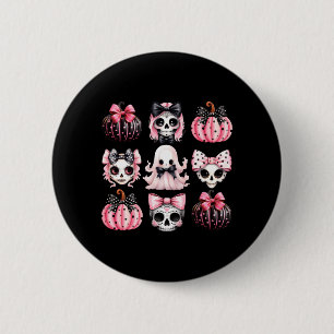 Bóton Redondo 5.08cm Arcos de Halloween Fofo Coquete Preto Rosa
