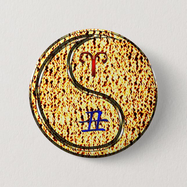 Bóton Redondo 5.08cm Aries e Fire Ox (Frente)