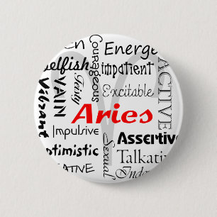 Bóton Redondo 5.08cm Aries Zodiac Astrologia Traços do Horoscópio Col
