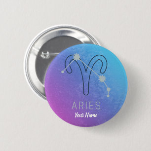 Bóton Redondo 5.08cm Aries Zodiac - Sinal de Estrela Constelação de Hor