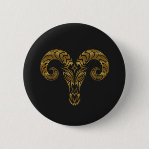 Bóton Redondo 5.08cm Aries Zodiac - Tribal Dourado
