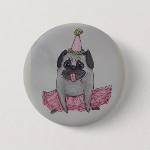 Bóton Redondo 5.08cm Arraste o crachá do Pug - o partido veste-se acim