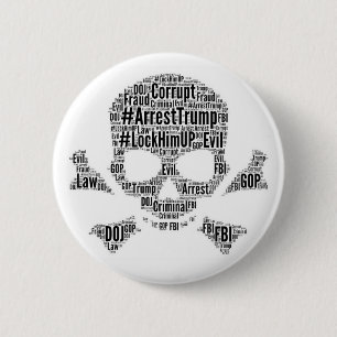 Bóton Redondo 5.08cm Arrest Trump Skull e Cross Bones