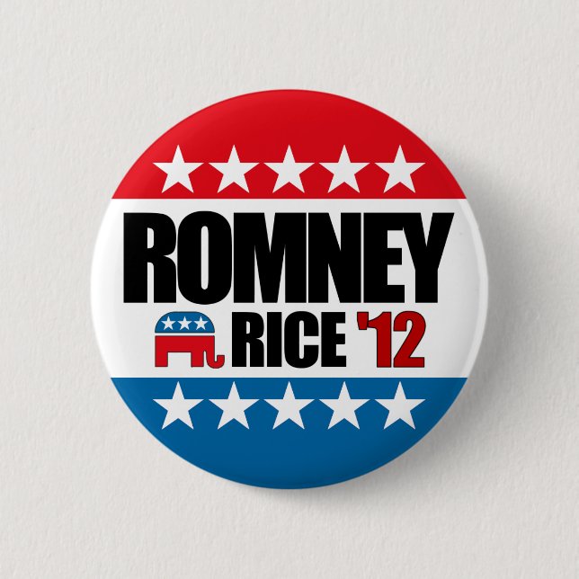 Bóton Redondo 5.08cm Arroz 2012 de Mitt Romney Condi (Frente)